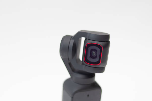 istock Action Camera video gimbal stabilizator on white background. 1422809120
