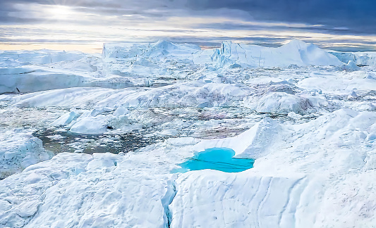 Antarctica beautiful landscape, blue icebergs, nature wilderness