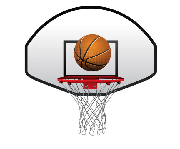 basket ball 2 realistic basket ball with net isolated. 

basketball hoop basketball practice stock illustrations