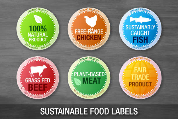 Different natural and sustainable product labels Different natural and sustainable product labels grass fed stock pictures, royalty-free photos & images