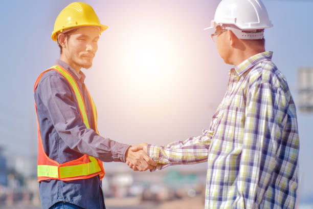 istock Asian man construction safety suit helmet onsite work, Asian man Engineer 1422819596