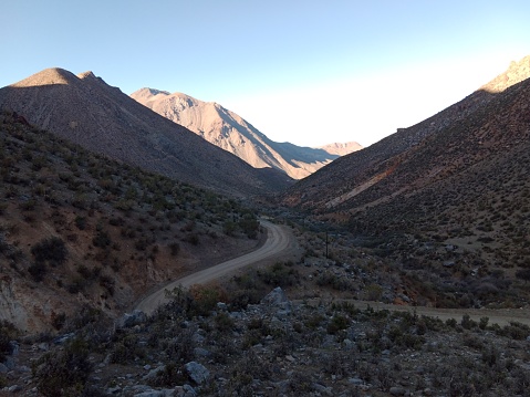 Road from Hurtado to Vicuña in the fourth region of Chile