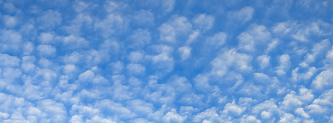 Beautiful blue sky wide panorama cirrus clouds