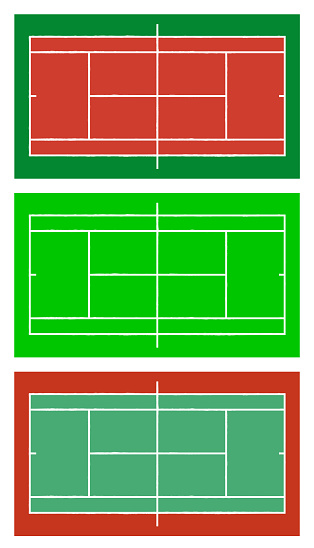 Set of Tennis Courts. Vector isolated on white background illustration