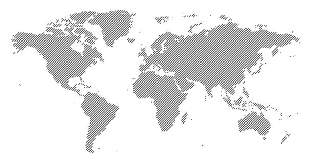 illustrations, cliparts, dessins animés et icônes de carte du monde composée de lignes. illustration vectorielle - pays zone géographique