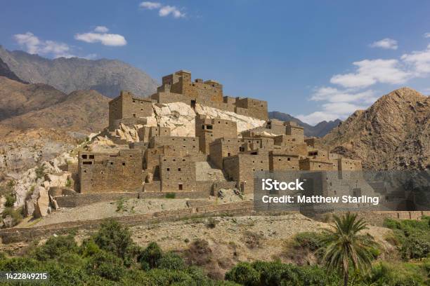 Panoramic View Of Thee Ain Heritage Village In The Albaha Region Of Saudi Arabia Stock Photo - Download Image Now