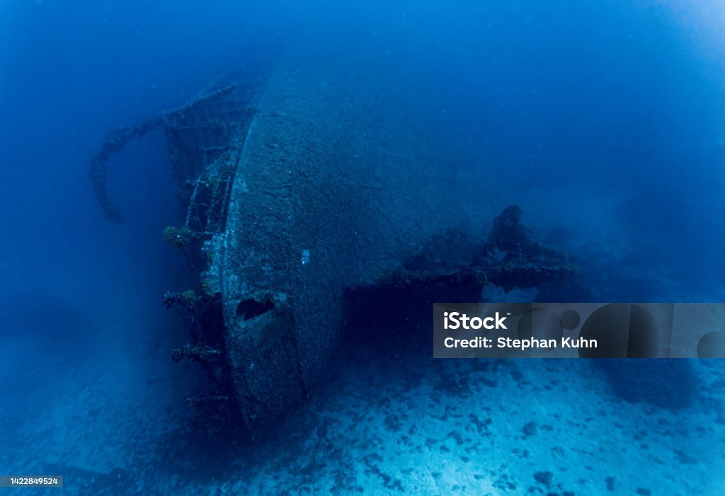Shipwreck Brioni Komiza, Vis Island, Croatia on September 6, 2017: the Steam Passenger Ship Brioni, which sank in 1930, is one of the best preserved ship wrecks in the adriatic sea Adriatic Sea Stock Photo