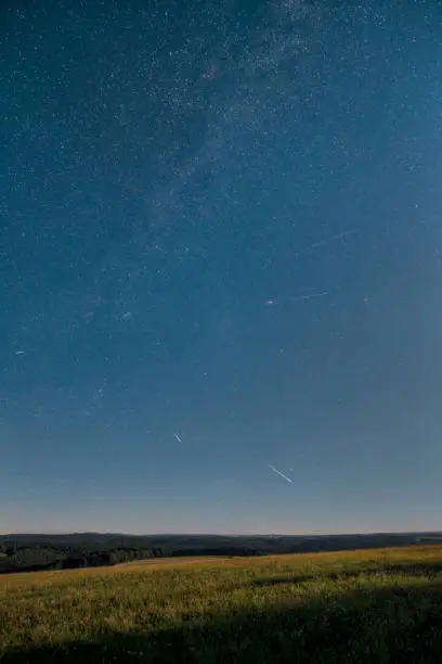 The Perseid meteor shower on August 12, 2022, photographed from the summit of the Witthoh near Tuttlingen in Germany.