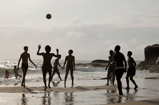 September 03, 2022. Barra de Guaratiba, Rio de Janeiro, Brazil. Local people having fun on the beach.