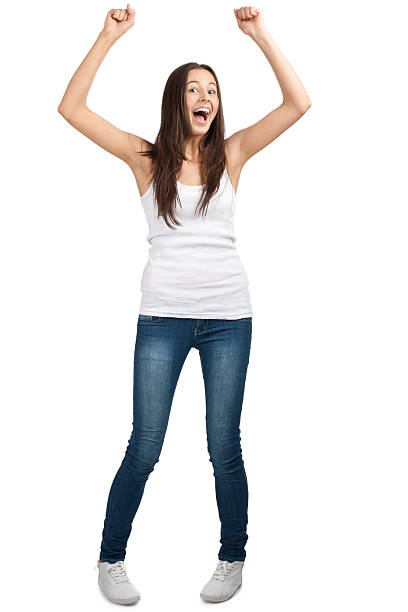 istock Happy excited girl with arms extended 142285815