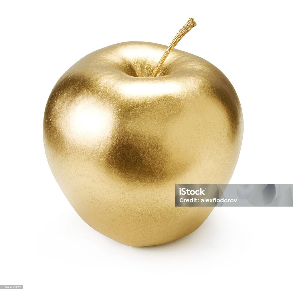 Gold maçã. - Foto de stock de Ouro - Metal royalty-free