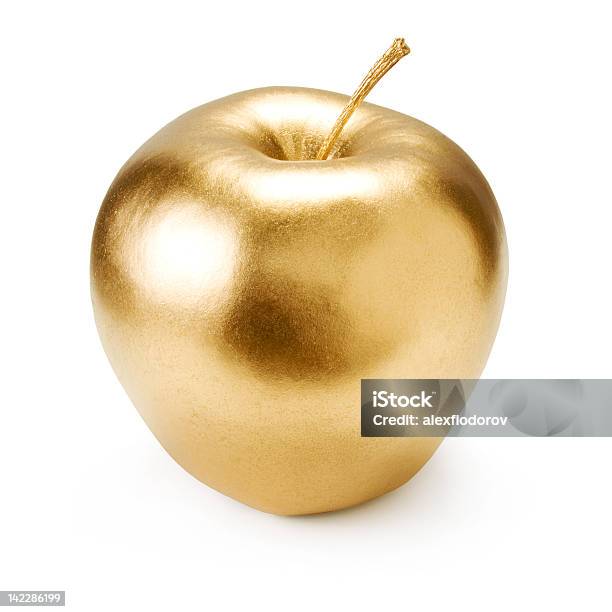 Foto de Gold Maçã e mais fotos de stock de Ouro - Metal - Ouro - Metal, Dourado - Descrição de Cor, Maçã