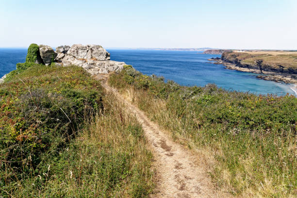 Coastline near Mullion Cove on a beautiful sunny summers day. Lizard Peninsula - Cornwall, England, United Kingdom. 13th of August 2022