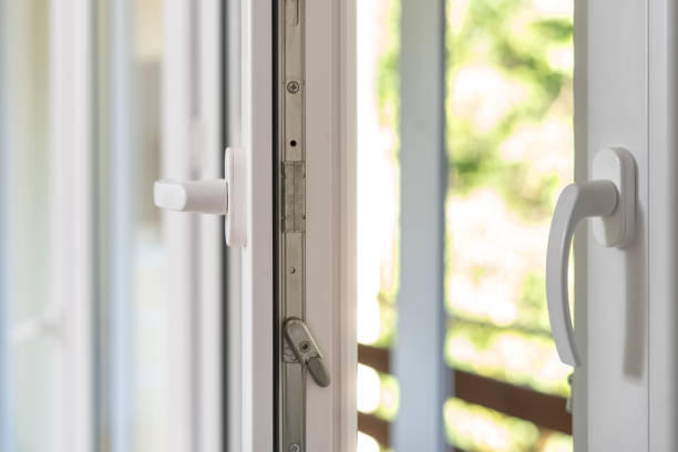 istock opened metal door or window frame at apartment 1422868588
