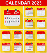 istock 2023 Calendar Leafs. Week starts on Sunday. Business vector illustration. 1422872348