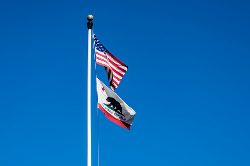 United States and California State Flag