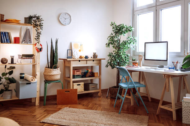 Cozy apartment with no people stock photo
