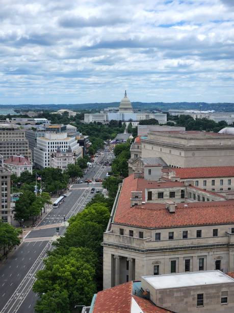Downtown Washington, DC and capital views from rooftop