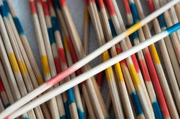 Close up view of colored Mikado sticks