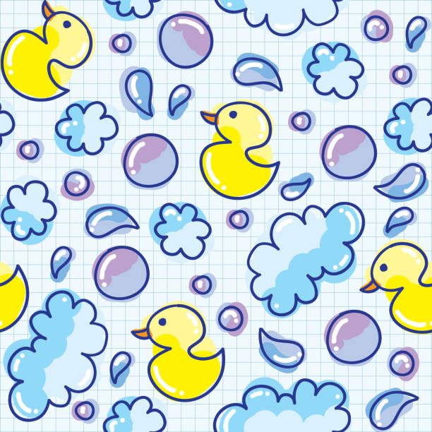 wash pattern cute baby seamless pattern with soap bubbles kids cleaning up toys stock illustrations