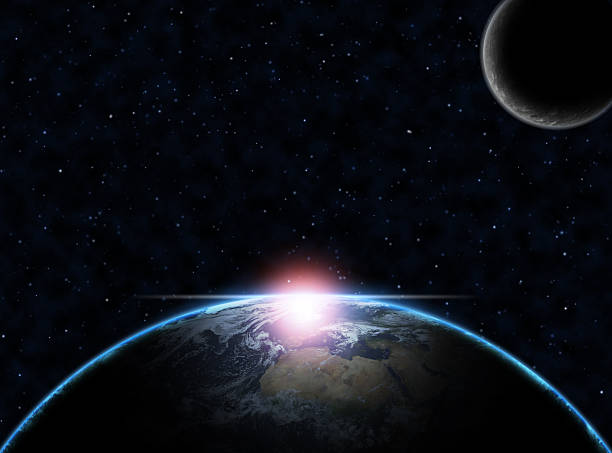 tierra y luna - eclipse espacio fotografías e imágenes de stock