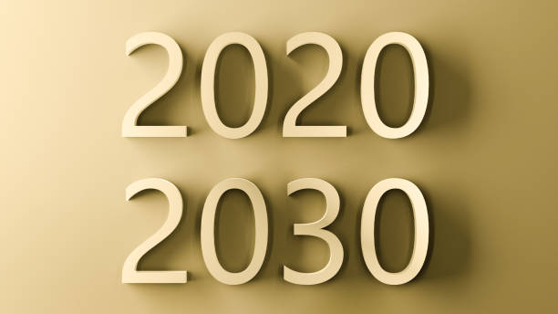 istock Golden numbers 2020 - 2030. Time span from 2020 to 2030. 3D render. 1422900561