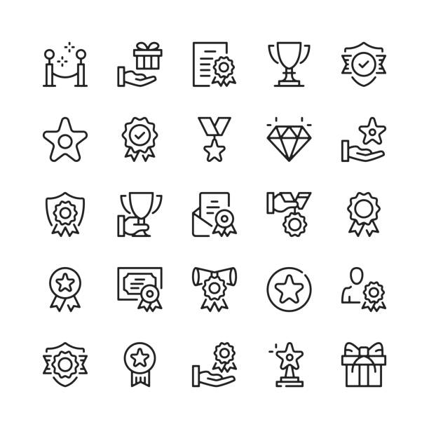 Awards line icons. Outline symbols. Vector line icons set vector art illustration