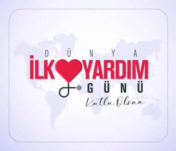 Vector illustration of Dünya ilk yardim gunu