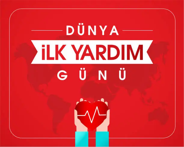 Vector illustration of Dünya ilk yardim gunu