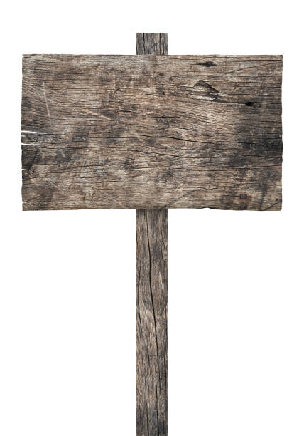 istock Old wooden sign isolated on white background 1422911632