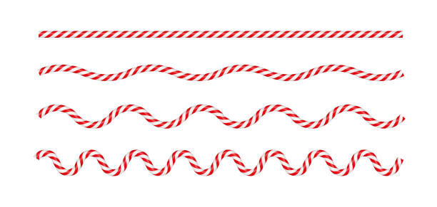 Christmas candy cane circle frame with red and white striped. Xmas border with striped candy lollipop pattern. Blank christmas and new year template. Vector illustration isolated on white background Christmas candy cane wave line with red and white striped. Xmas line with striped candy lollipop pattern. Christmas and new year element. Vector illustration isolated on white background. candy cane stock illustrations