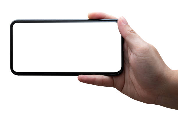 istock Woman's hand holding a phone isolated. 1422927187