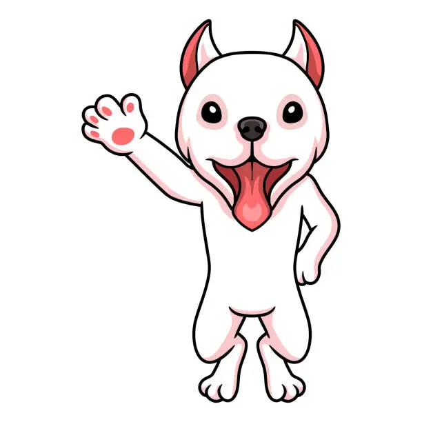 Vector illustration of Cute dogo argentino dog cartoon waving hand