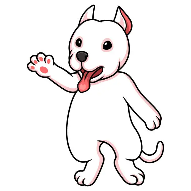 Vector illustration of Cute dogo argentino dog cartoon waving hand