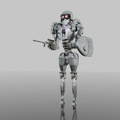 computer rendered illustration of a robot warrior