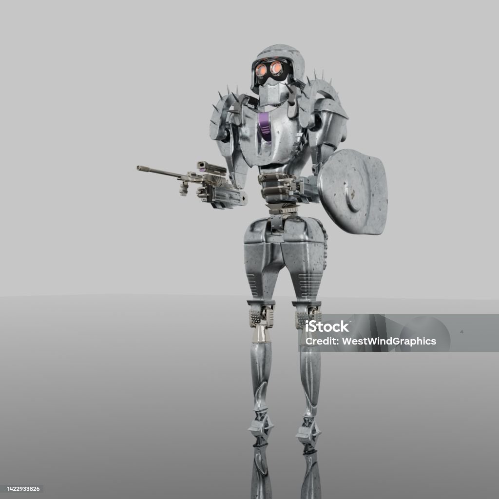 robot warrior computer rendered illustration of a robot warrior Action Figure Stock Photo