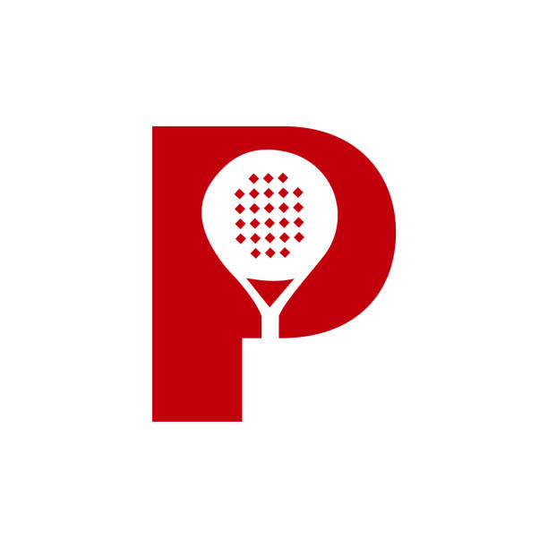 ilustrações, clipart, desenhos animados e ícones de modelo vetorial de design de logotipo de raquete p padel de letra. símbolo do clube de tênis de mesa de praia - tennis court tennis ball table tennis