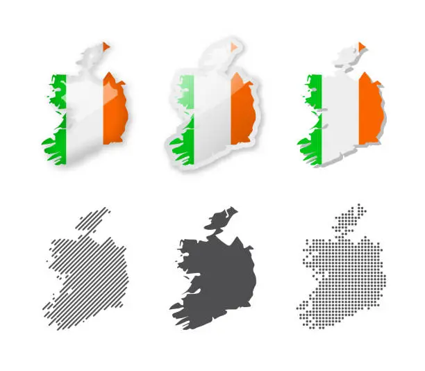 Vector illustration of Ireland - Maps Collection. Six maps of different designs.