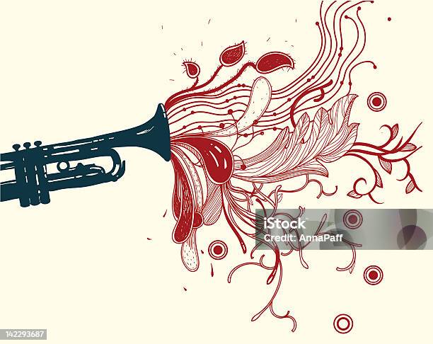 Векторная Иллюстрация Голубой Trumpet — стоковая векторная графика и другие изображения на тему Джаз - Джаз, Без людей, Векторная графика