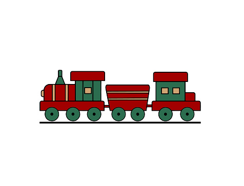 Toy Christmas Block Wooden Choochoo Train Locomotive Illustration Drawing  Holiday Icon Play Set Santa Gift Vector Stock Illustration - Download Image  Now - iStock