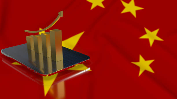 istock The gold business chart and tablet on Chinese flag background 3d rendering 1422937955