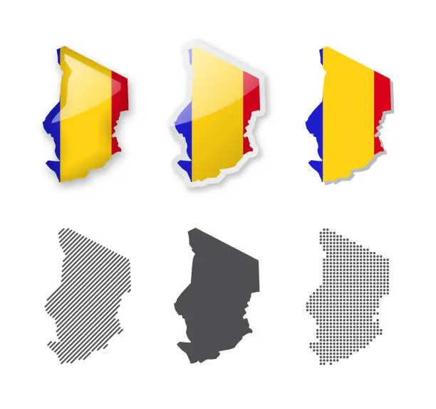 Vector illustration of Chad - Maps Collection. Six maps of different designs.