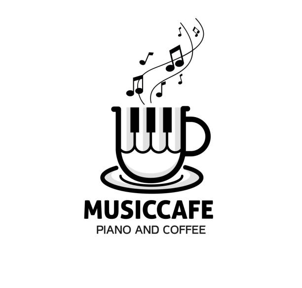 illustrazioni stock, clip art, cartoni animati e icone di tendenza di design del simbolo della tazza di musica del caffè - internet cafe coffee coffee bean backgrounds