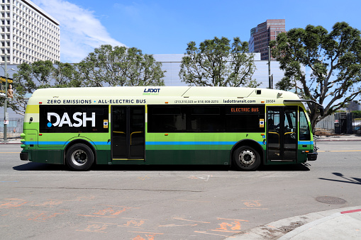 Los Angeles, California, USA - September 11, 2022: Los Angeles DASH All Electric Bus.