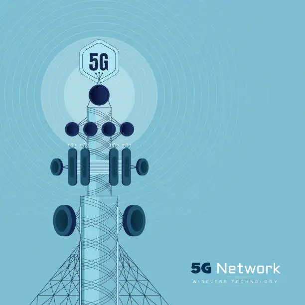 Vector illustration of 5G Communication Technology Concept Design.