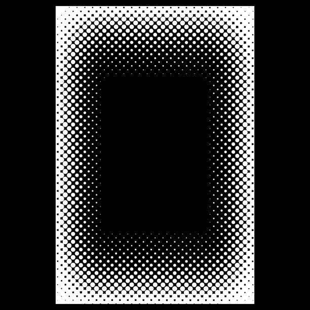 ilustrações, clipart, desenhos animados e ícones de quadro halftone em pontos fade gradiente - fade in