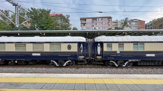Bakirköy, Istanbul, Turkey. August 31, 2022.The Venice Simplon Orient Express train, which has been in service since 1883, arrived in Istanbul with 54 passengers.