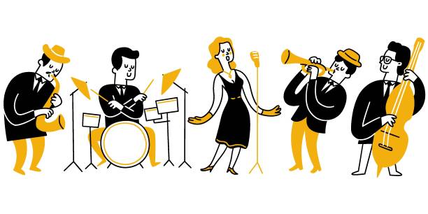 ilustrações, clipart, desenhos animados e ícones de jazzista - trumpet jazz musician men