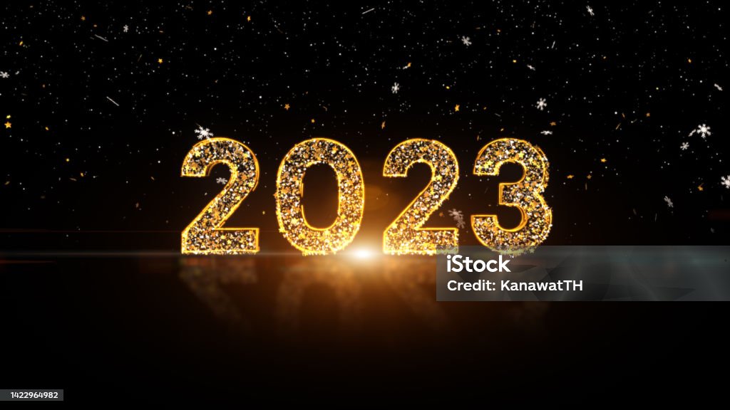 Digital year 2023 text abstract background. Best for new year events, Friends parties, and other events. 3d rendering 2023 Stock Photo