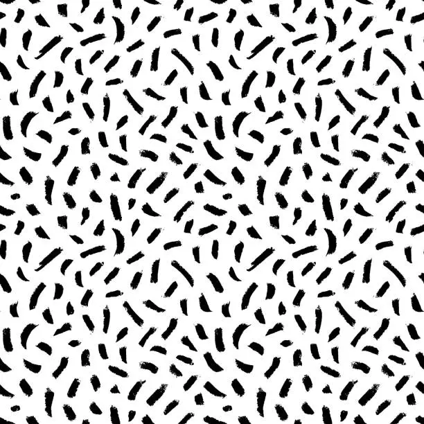 Vector illustration of Seamless pattern with small brush strokes and dashes.